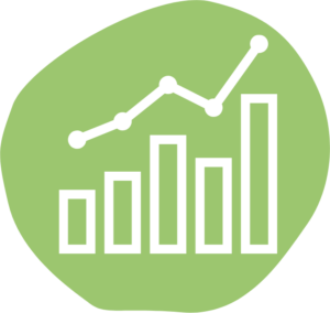 A graphic of a line graph above a bar graph showing growth behind a solid green background